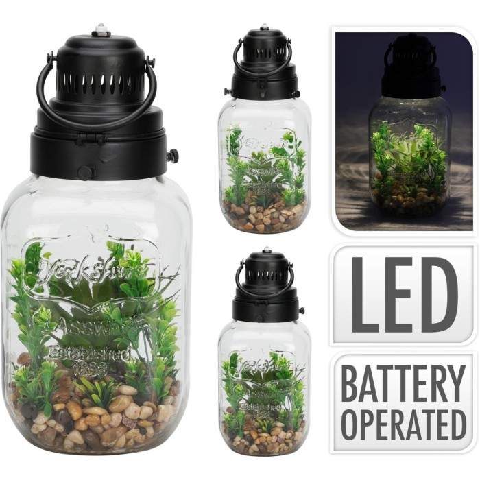 PIANTA CON VASO VETRO LED 16X3